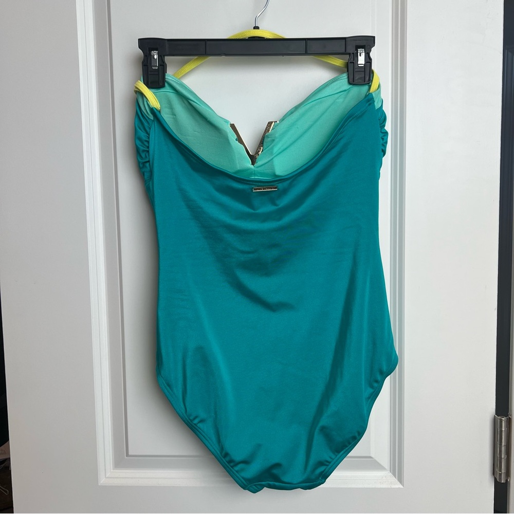 Vince Camuto dark jade One Piece Swimsuit size 8 removable adjustable strap - Picture 2 of 6